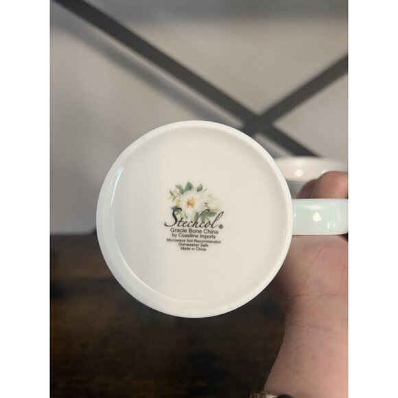 Stechcol Magnolia Flowers Coastline Imports Gracie China Coffee Cup Mug Set of 4 - Picture 9 of 9